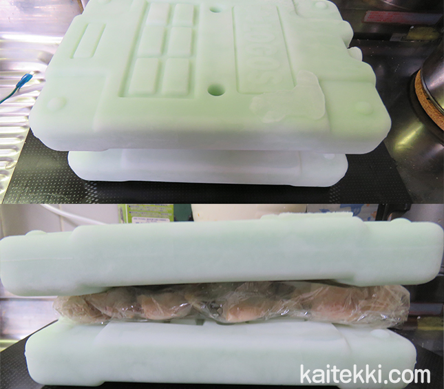 BONIQで調理したサラダチキンをロゴスの保冷剤で急速冷凍する